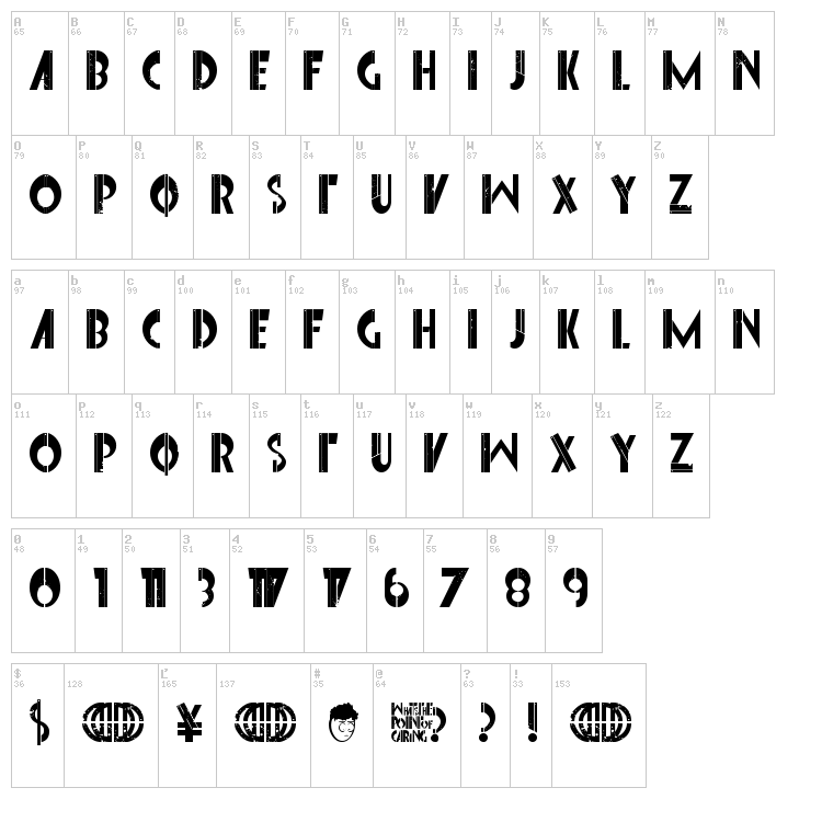 Font Interrupted font map